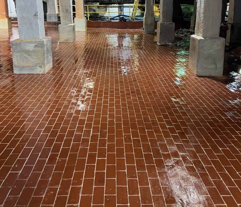 new acid brick floor lining