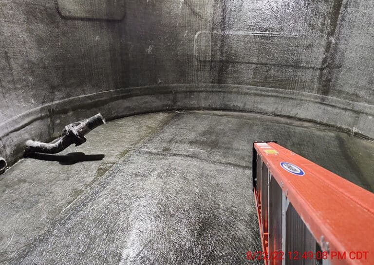 tank interior with new fiberglass structural lining